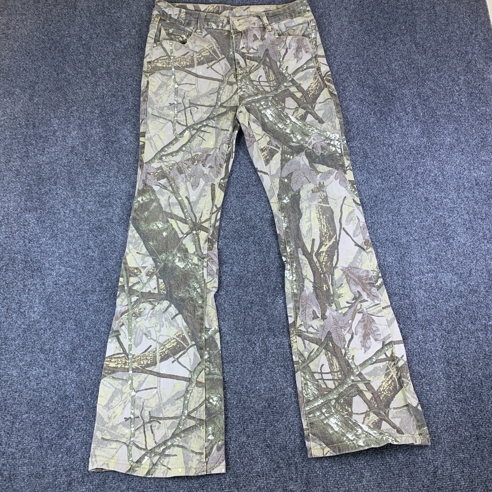 Manfinity Flare Jeans Mens 29 Green Good Realtree Camo Low Rise Outdoor